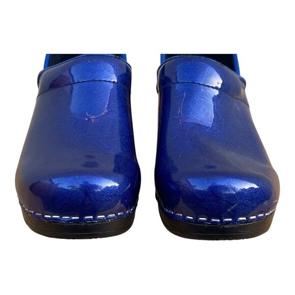 Sanita Professional Clogs Blue Marbled Patent Leather Nurse Shoe SZ 4 EU 35 - Picture 6 of 14
